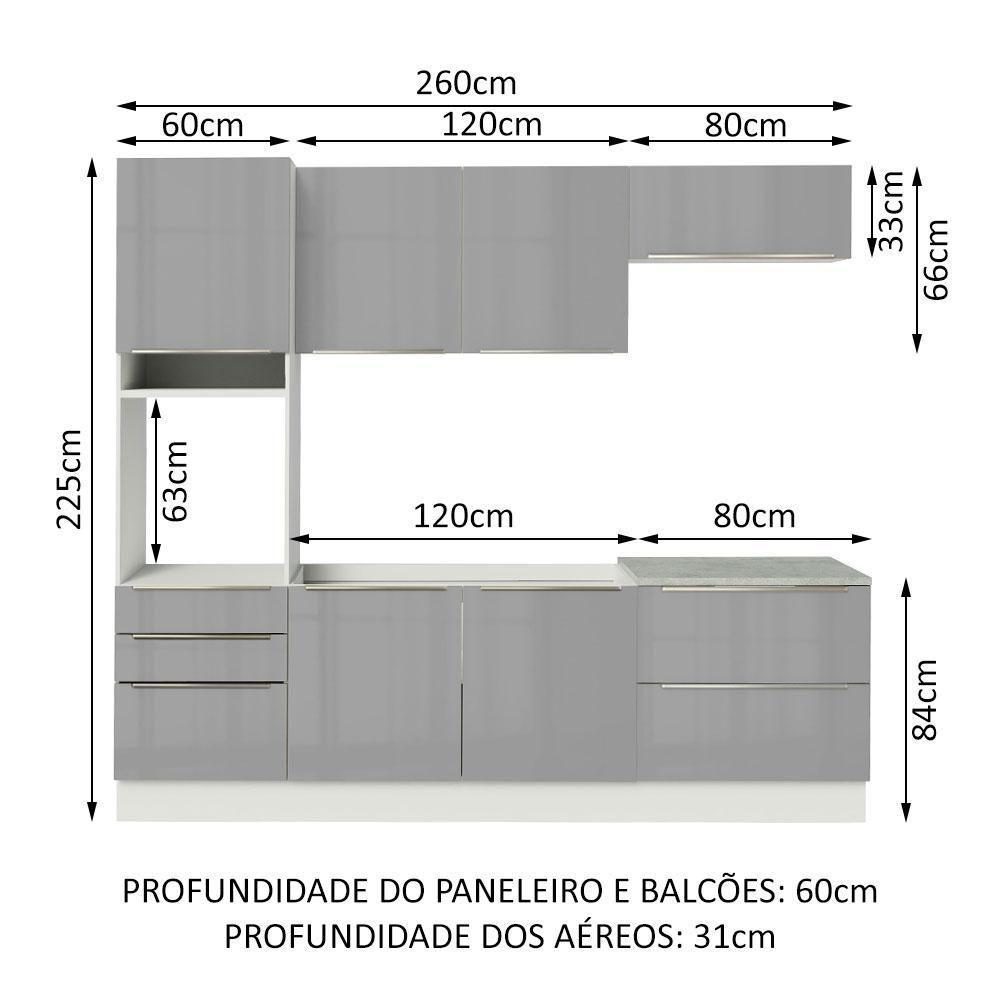 Cozinha Completa Lux com Armário 6 Portas 5 Gavetas Branco - 6