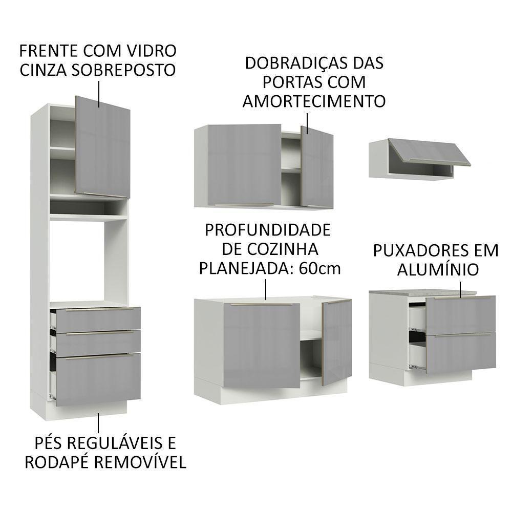 Cozinha Completa Lux com Armário 6 Portas 5 Gavetas Branco - 10