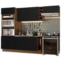 Cozinha Completa Madesa Agata Armário e Balcão Rustico Preto - 10