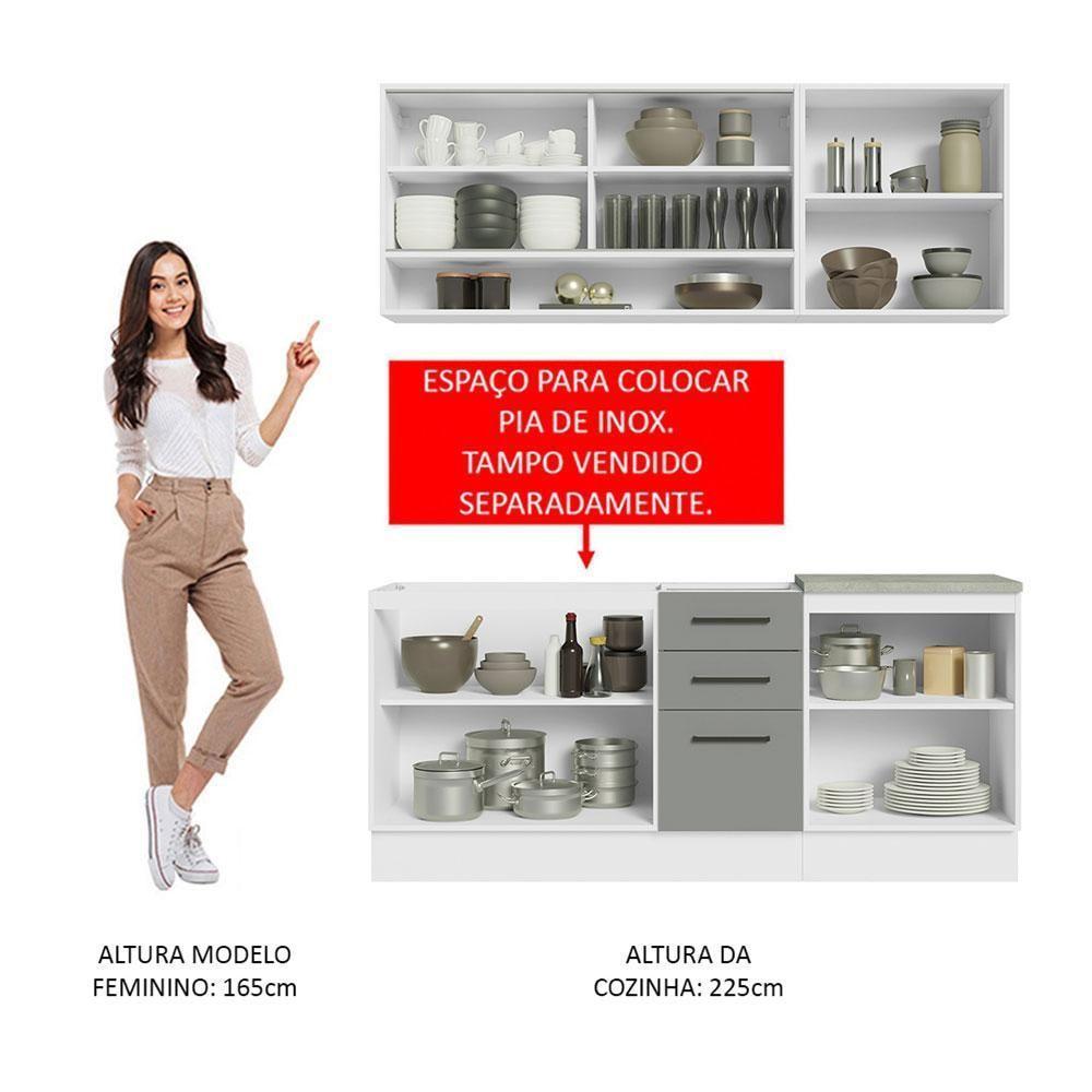 Cozinha Completa Madesa Agata 180002 Com Armário E Balcão (sem Tampo E Pia) - Branco/cinza - 4