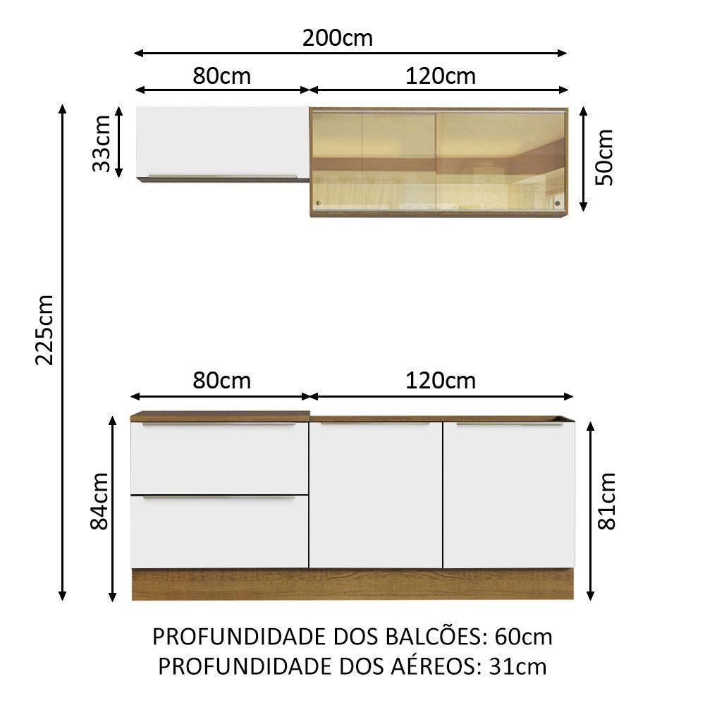 Cozinha Completa Lux Com Armário E Balcão 5 Portas 2 Gavetas - 5