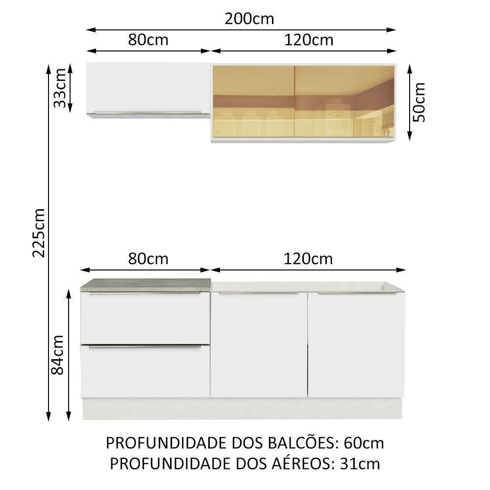 Cozinha Completa Lux Com Armário E Balcão 5 Portas 2 Gavetas - 3