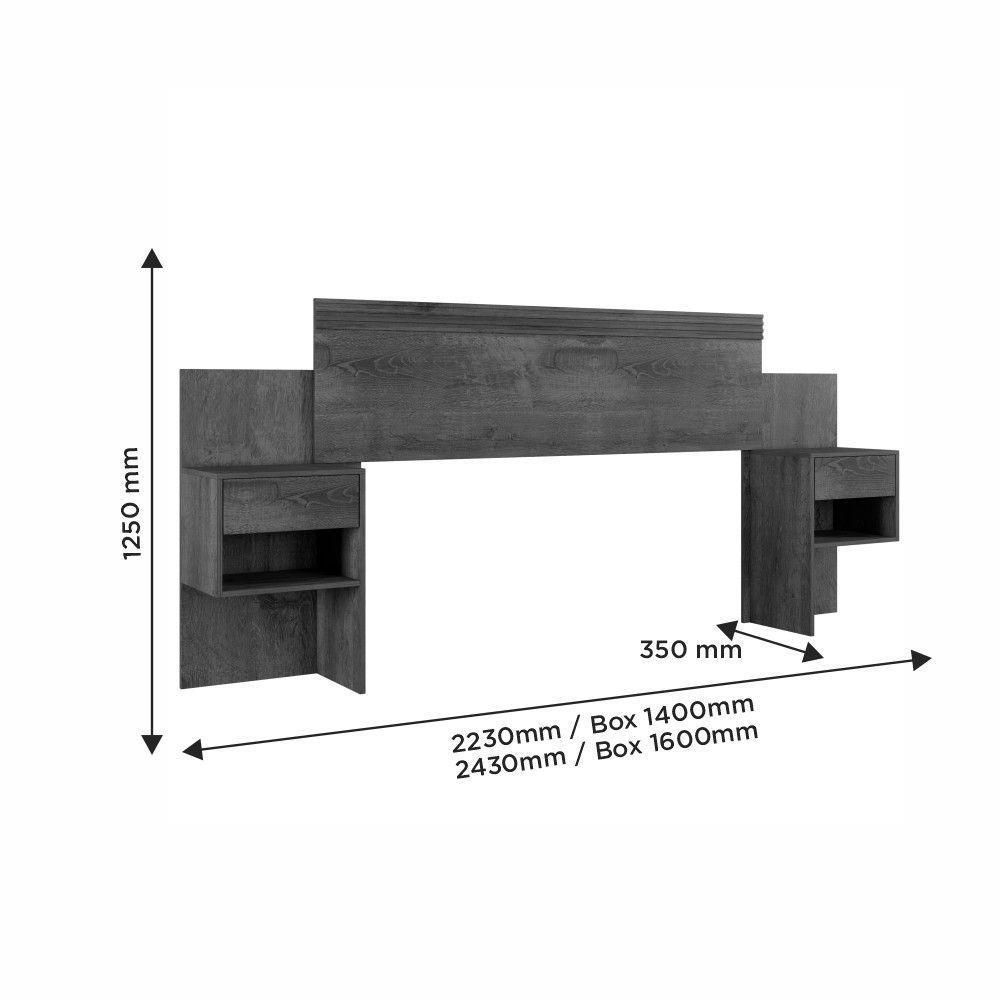 Cabeceira Extensiva Box Master 140-160 Cm 2 Mesas Cabeceira Cinamomo Off - 4
