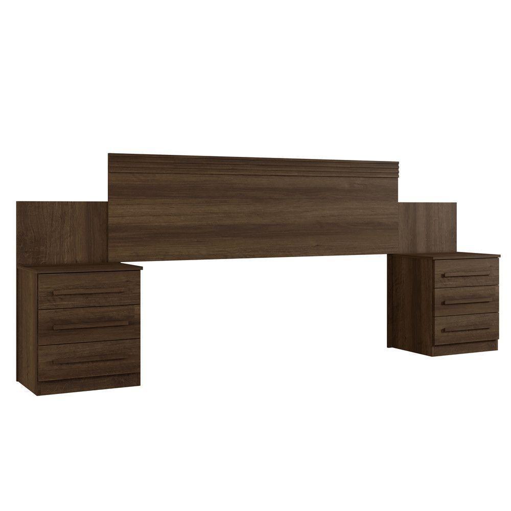 Cabeceira Extensiva Para Box Império 2 Mesas De Cabeceira Imbuia - 1