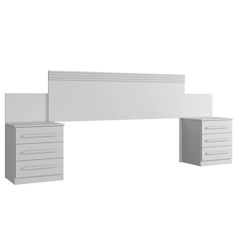 Cabeceira Extensiva Para Box Ferrara 2 Mesas De Cabeceira Branco - 1