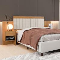 Cabeceira Extensiva Estofada Com 2 Mesas De Cabeceira Master Cinamomo - 2