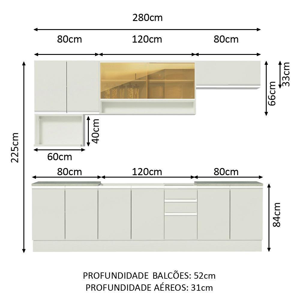 Cozinha Completa Genova com Armário e Balcão sem Tampo e Pia Madesa - 4