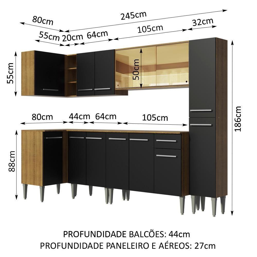 Cozinha Completa de Canto Emilly Wave Madesa - 6