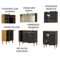 Cozinha Completa De Canto Madesa Emilly Point Com Balcão E Armário Vidro Rustic-preto - 1