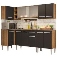 Cozinha Completa De Canto Madesa Emilly Point Com Balcão E Armário Vidro Rustic-preto - 5