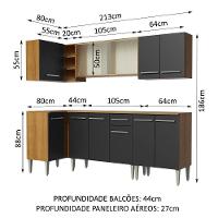 Cozinha Completa De Canto Madesa Emilly Point Com Balcão E Armário Vidro Rustic-preto - 7