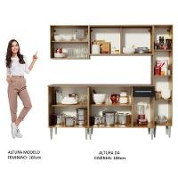 Cozinha Completa Madesa Emilly West Com Balcão Armário Vidro Reflex E Paneleiro - Rustic/Preto - 6