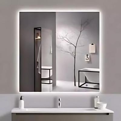 Espelho Decorativo 40x40 Quadrado Para Banheiro Com Led Branco Acompanha Fonte Bivolt Branca