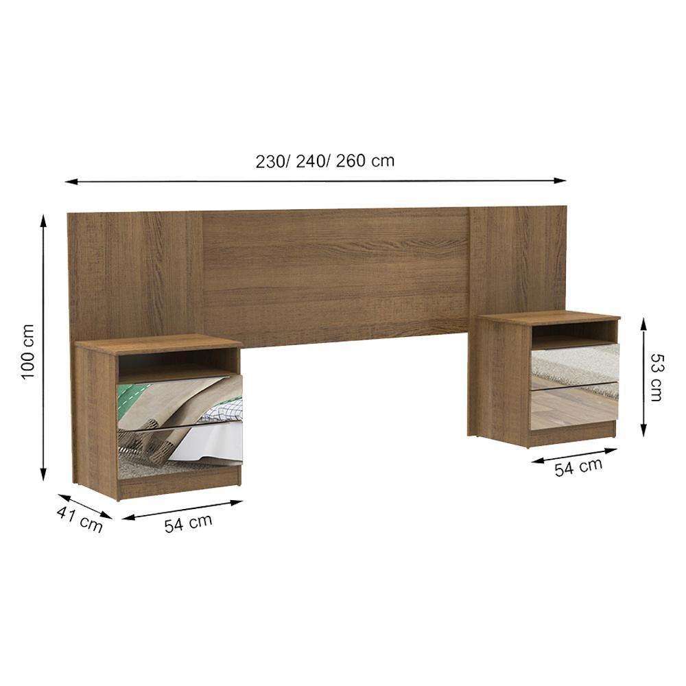 Cabeceira Extensível Rustic com 2 Criados Espelho Madesa - 5