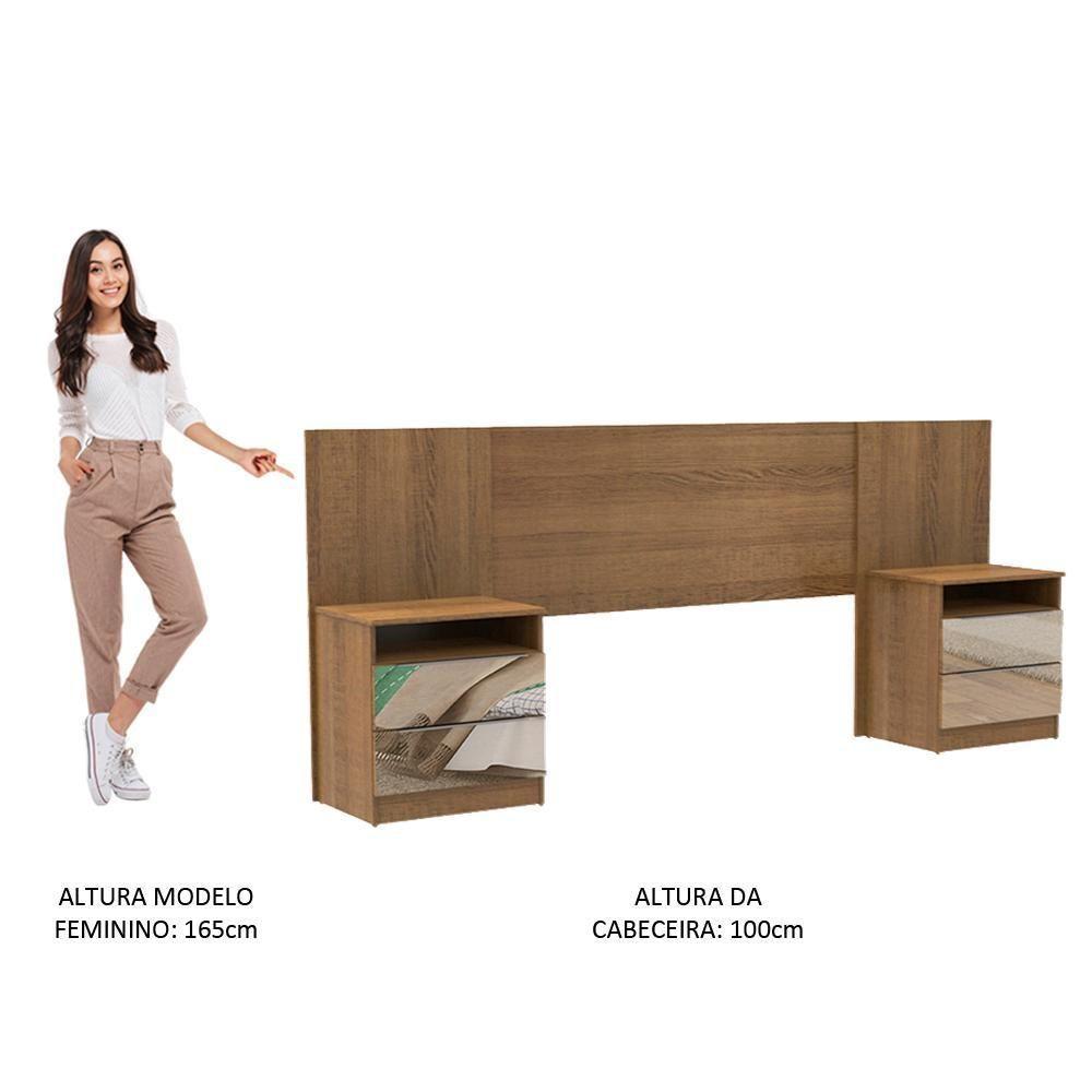 Cabeceira Extensível Rustic com 2 Criados Espelho Madesa - 8