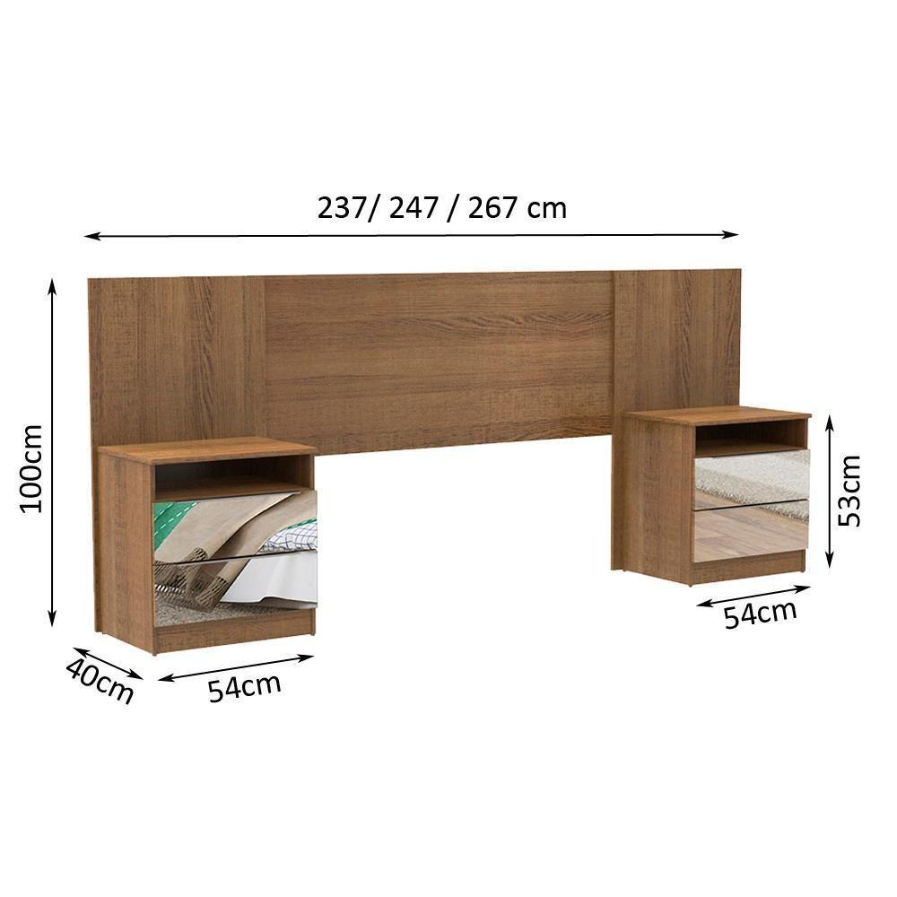 Cabeceira Extensível Rustic com 2 Criados Espelho Madesa - 9