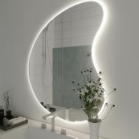 Espelho 65x47 Com Led Claro Organico Forma Irregular Com Fonte Bivolt Branca - 1