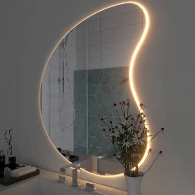 Espelho 75x55 Com Led Amarelo Organico Forma Irregular Com Fonte Bivolt Amarelo