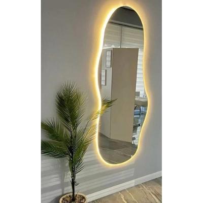 Espelho 110x60 Organico Com Led Amarelo Moderno Abstrado Amarelo
