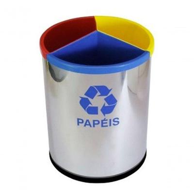 Lixeira Mix Em Aço Inox Com 3 Divisões