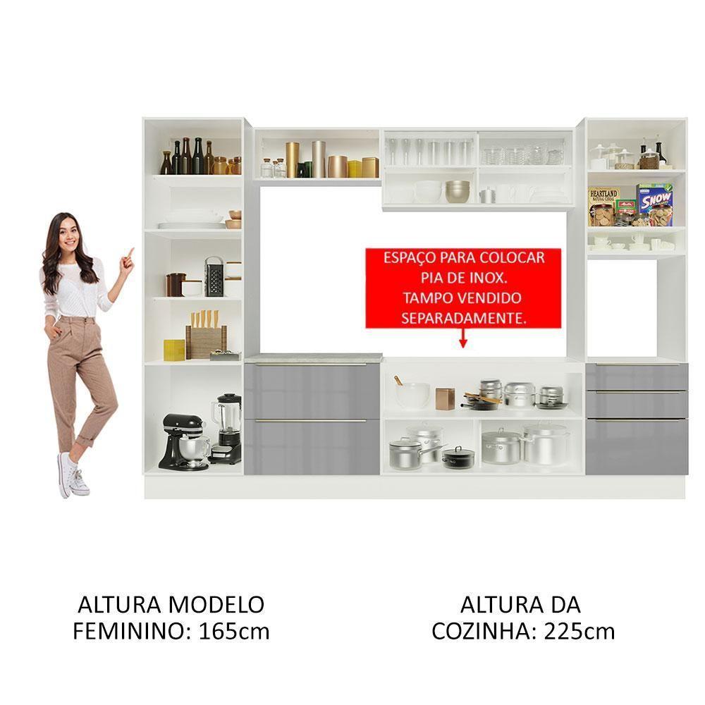 Cozinha Completa Com Armário e Balcão - Branco/cinza - 6