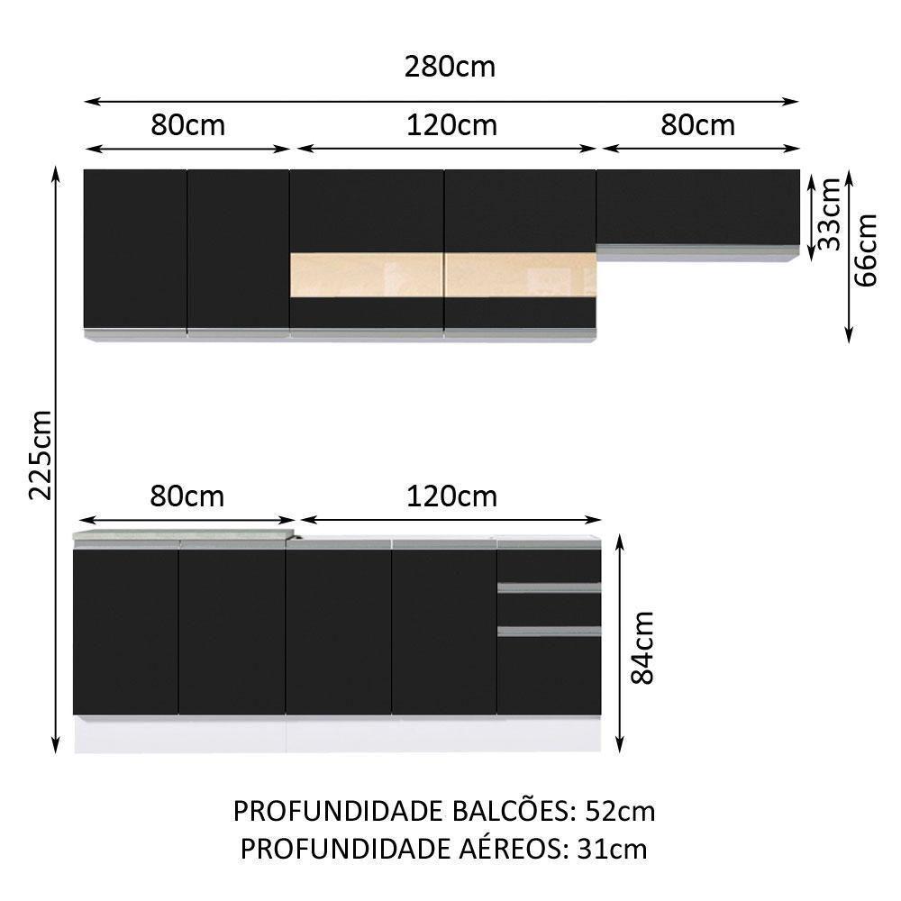 Cozinha Completa com Armário Balcão Branco/preto Madesa - 10