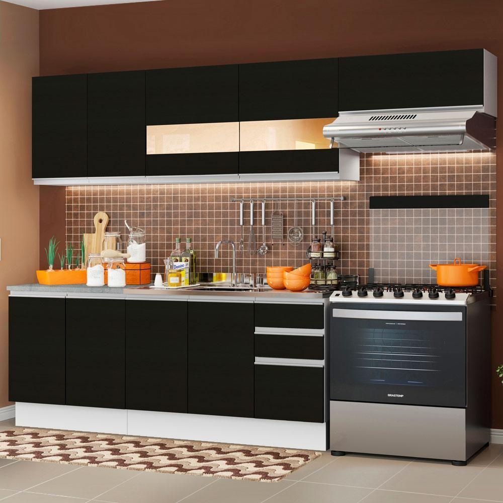 Cozinha Completa com Armário Balcão Branco/preto Madesa - 3
