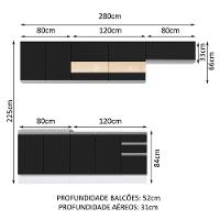 Cozinha Completa com Armário Balcão Branco/preto Madesa - 6