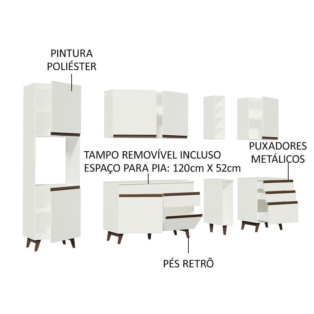 Cozinha Completa Madesa Reims Com Armário E Balcão Branco - 4