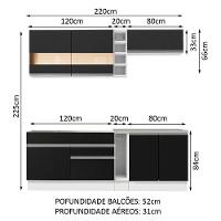 Cozinha Completa Madesa Parma Armário e Balcão Branco Preto - 7