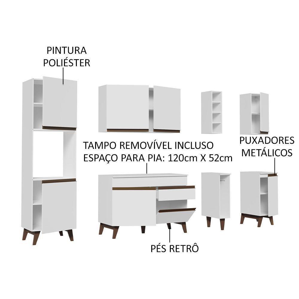Cozinha Completa Madesa Reims com Armário e Balcão - Branco - 9
