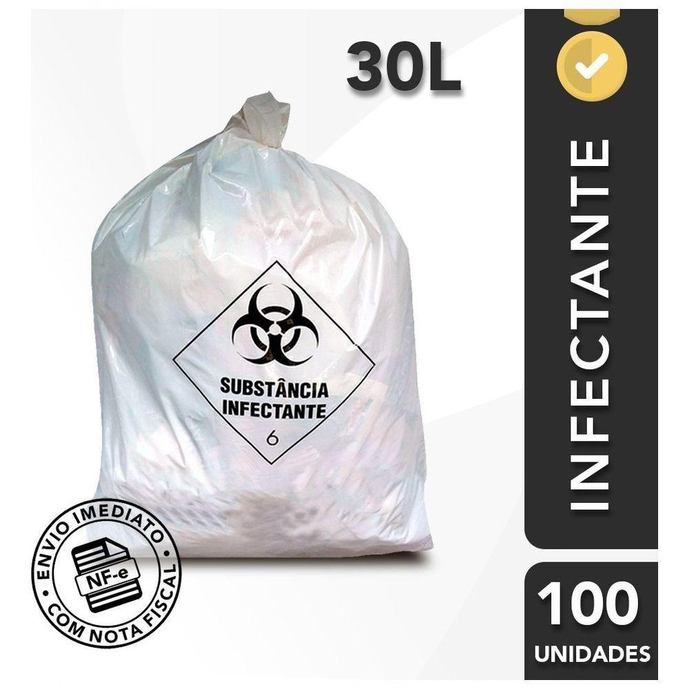 Saco De Lixo Infectante 6 Hospitalar Resíduo 30l Com 100un - 2