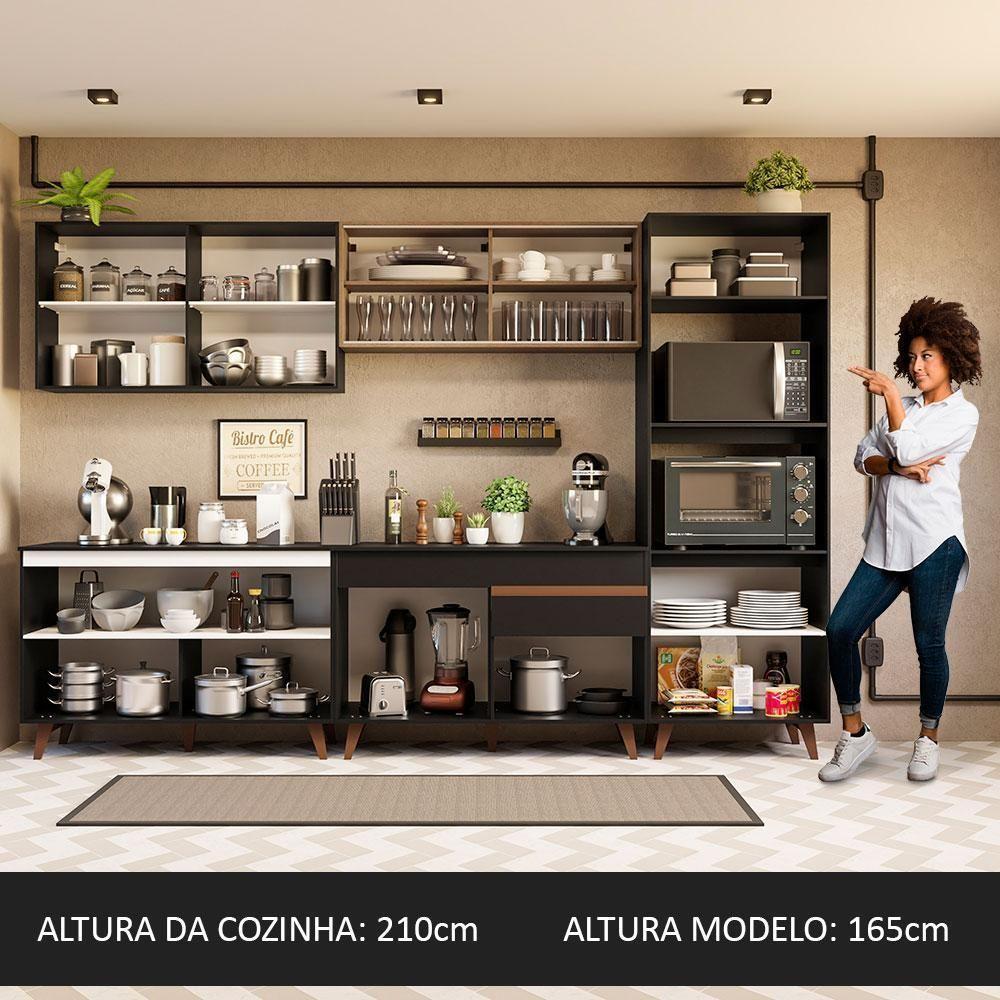 Cozinha Completa Madesa Reims 310001 Com Armário E Balcão Preto/Rustic - 7