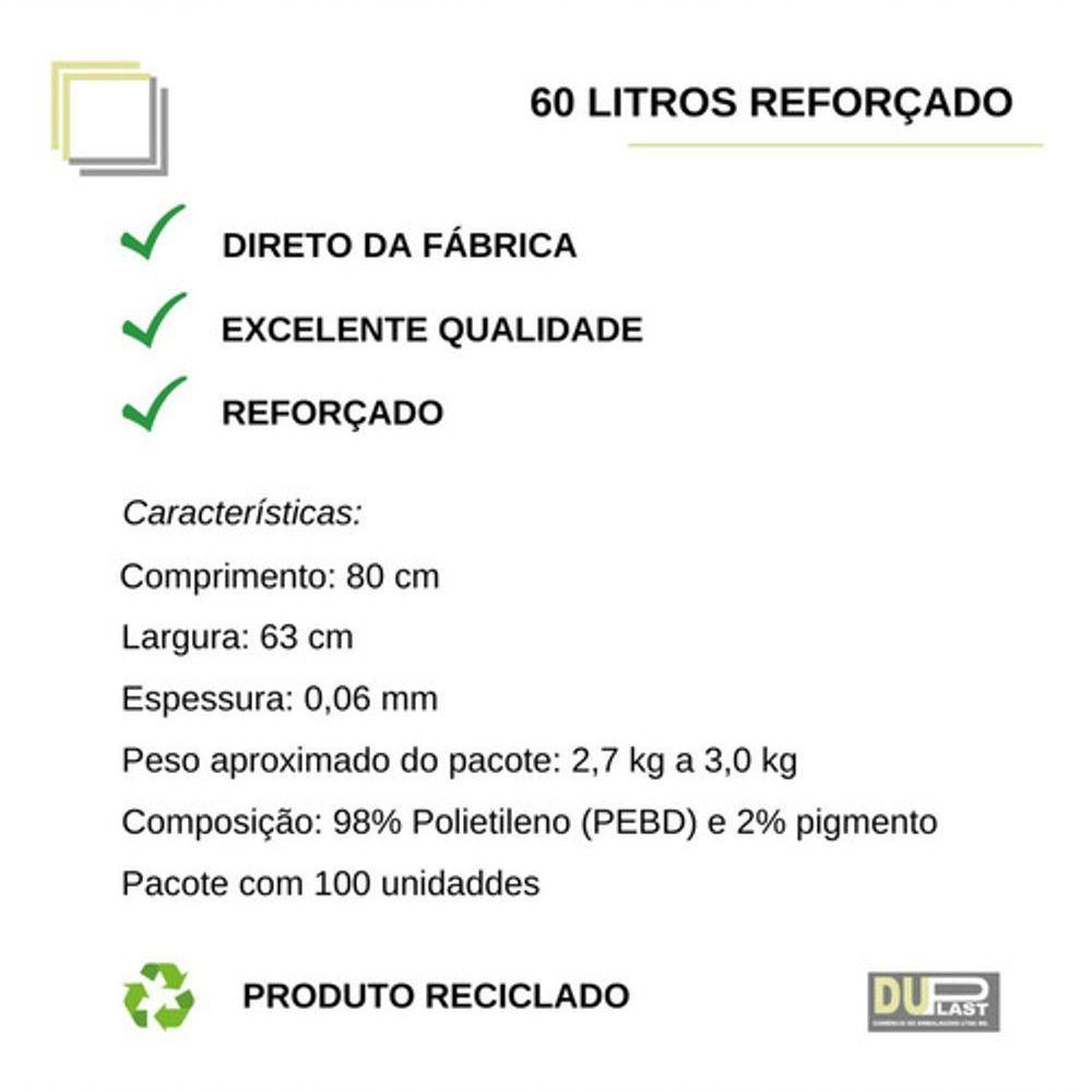 Saco De Lixo 60l Reforçado Com 100 Unidades - 4