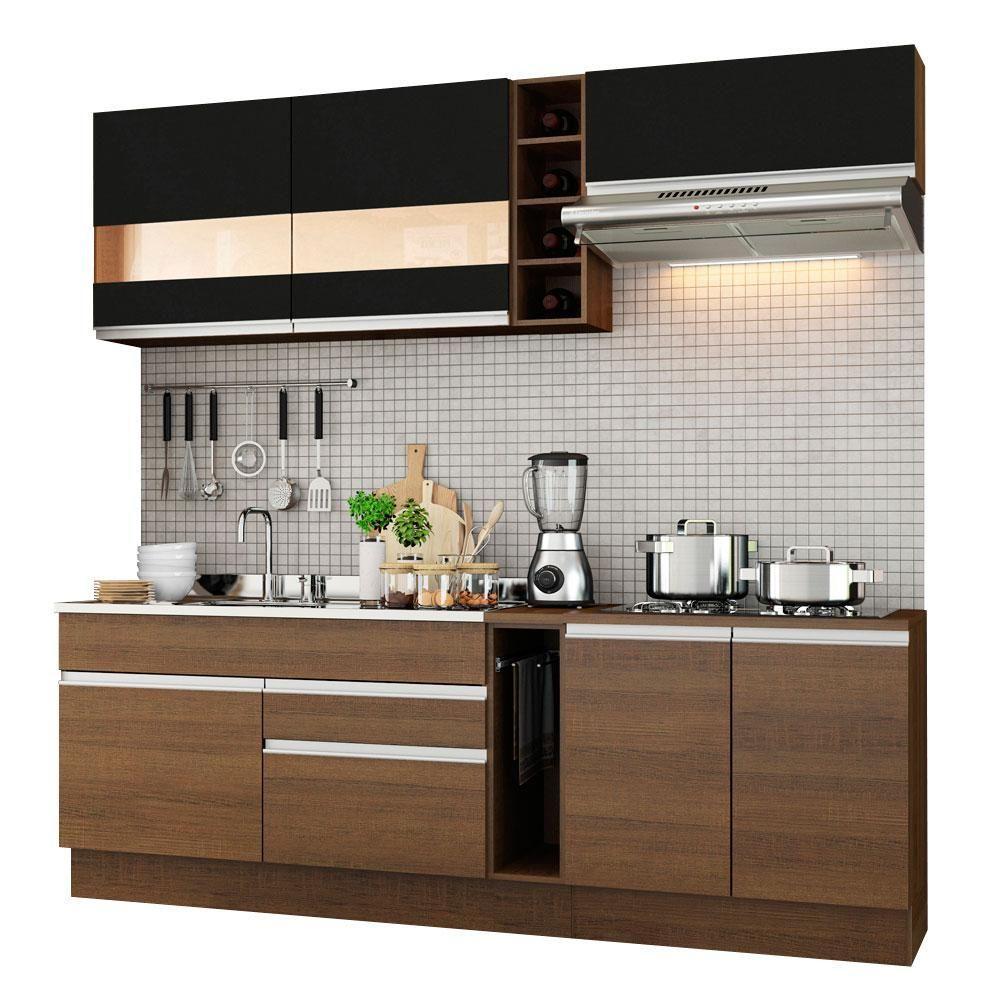 Cozinha Completa Madesa Parma Armário e Balcão Rustic preto - 1