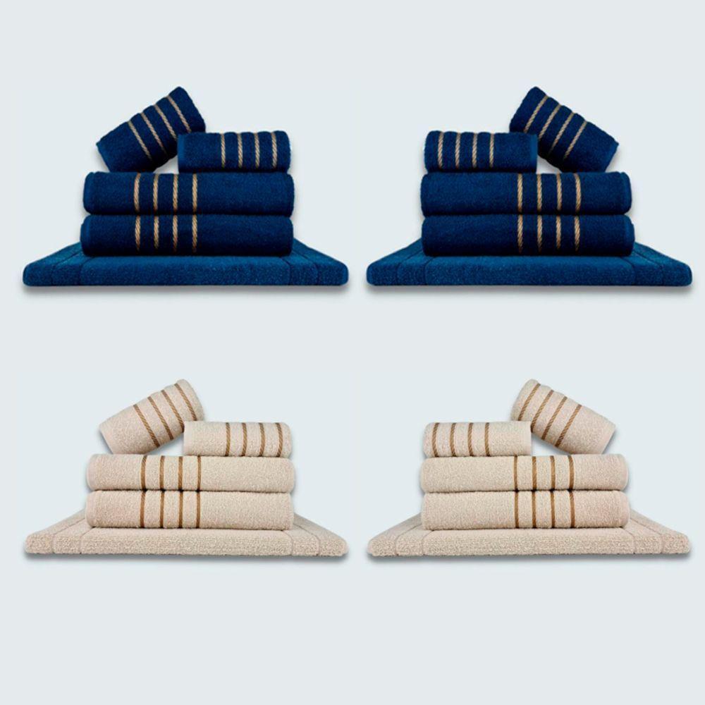 Jogo De Toalhas 20 Pçs Coleção Montreal 100% Algodão Az+bg - 1