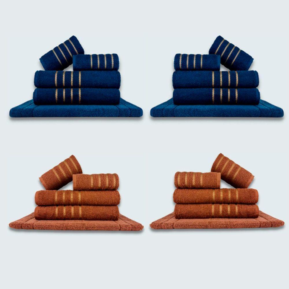 Jogo De Toalhas 20 Pçs Coleção Montreal 100% Algodão Az+mr - 1