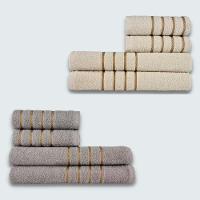 Jogo De Toalha 8 Peça Coleção Montreal 100% Algodão Bege+cinza - 1