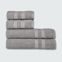Jogo De Toalha 4 Pçs Gigante Felpuda Itália Soft 100% Algodão Cinza - 1