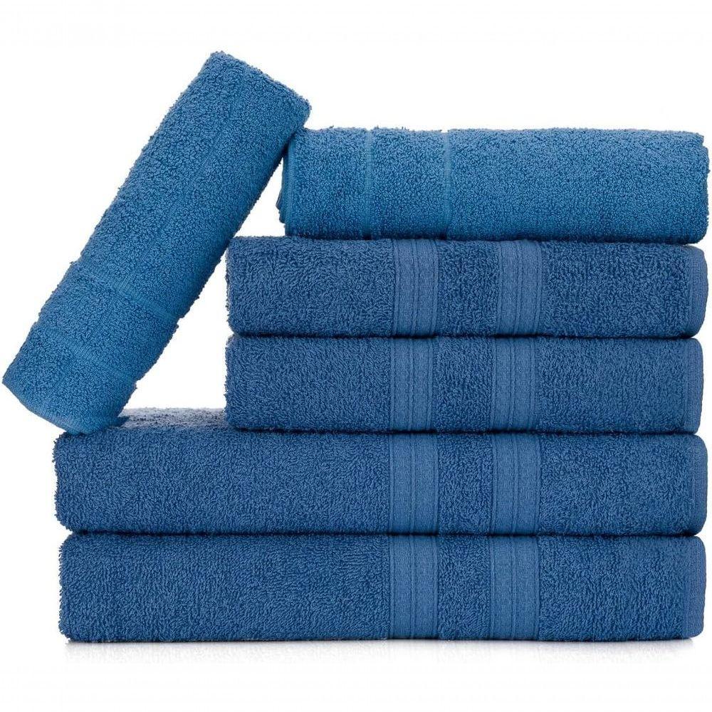 Jogo De Toalhas Gigante Itália Soft 2 Banhão + 2 Rosto + 2 Tapete Luxo 100% Algodão - Azul - 1