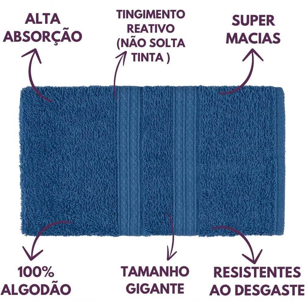 Jogo De Toalhas Gigante Itália Soft 2 Banhão + 2 Rosto + 2 Tapete Luxo 100% Algodão - Azul - 5