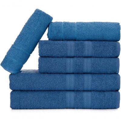 Jogo De Toalhas Gigante Itália Soft 2 Banhão + 2 Rosto + 2 Tapete Luxo 100% Algodão - Azul