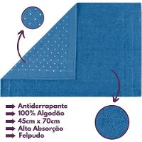 Jogo De Toalhas Gigante Itália Soft 2 Banhão + 2 Rosto + 2 Tapete Luxo 100% Algodão - Azul - 3