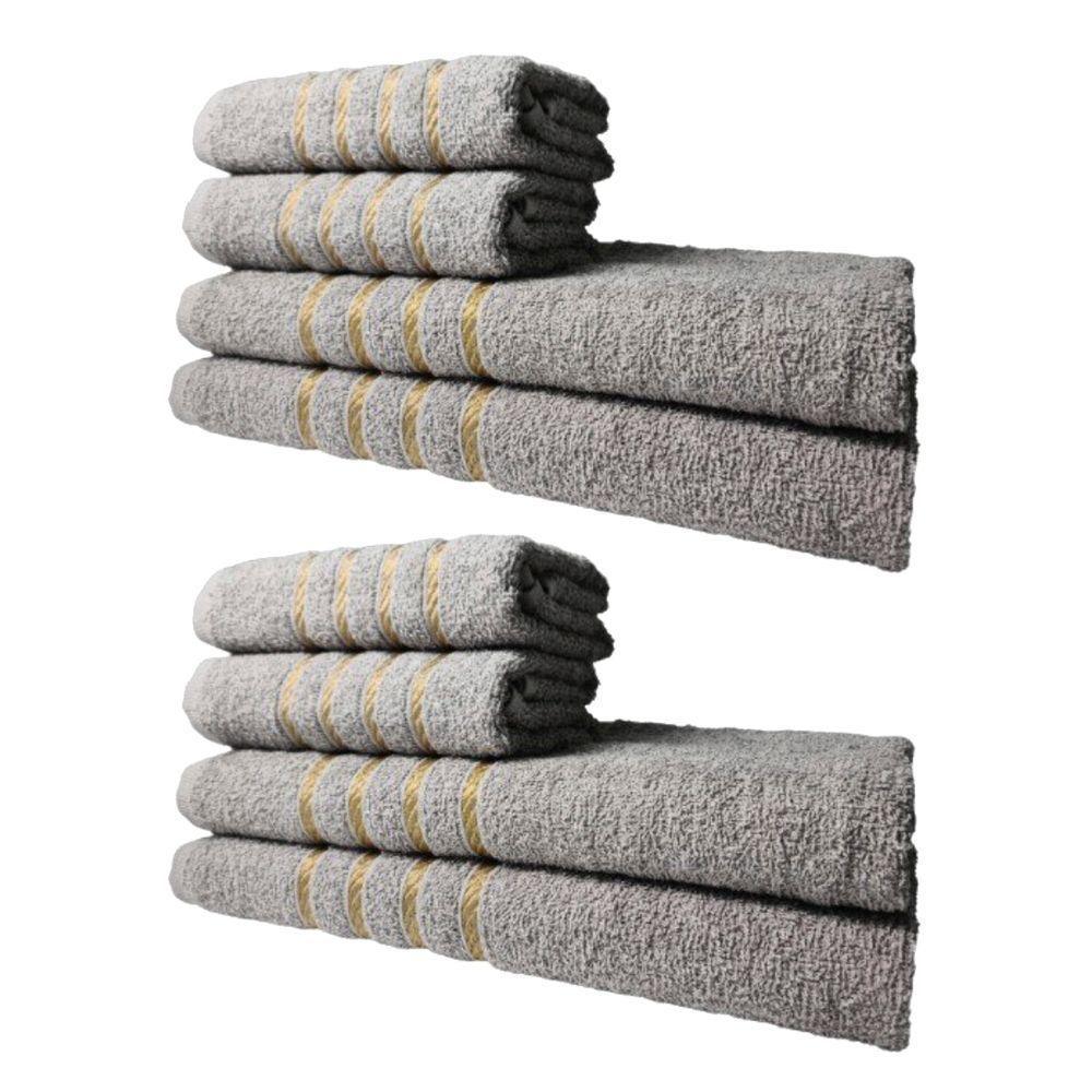 Kit 8 Toalhas Grossas E Grandes Montreal 4 Banhos 4 Rostos Cinza - 1