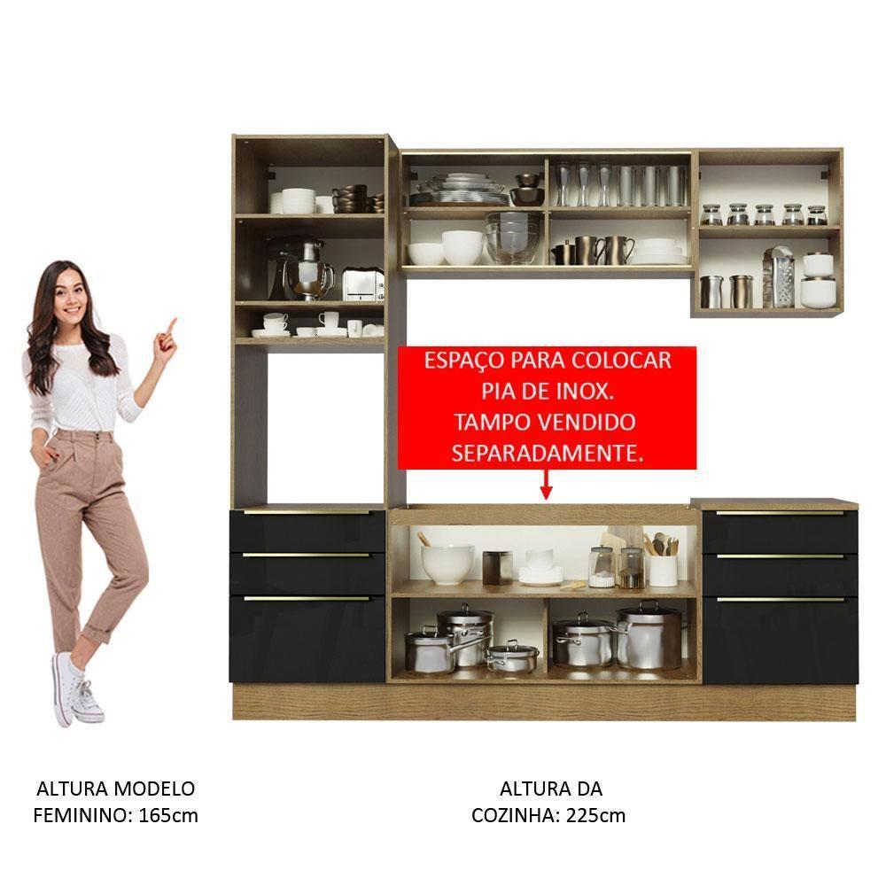 Cozinha Completa Madesa com Armário e Balcão Rustic/preto - 9