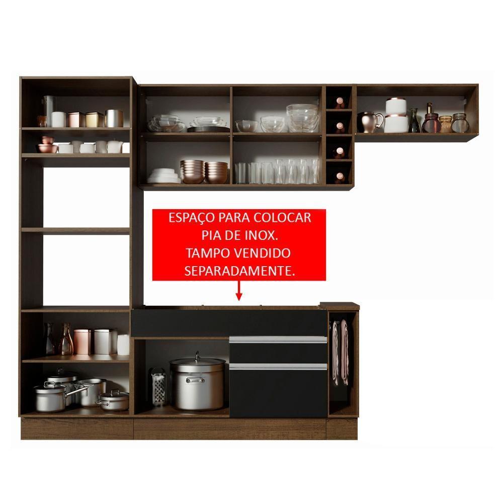 Cozinha Completa Madesa Com Armário E Balcão Rustic/preto - 12