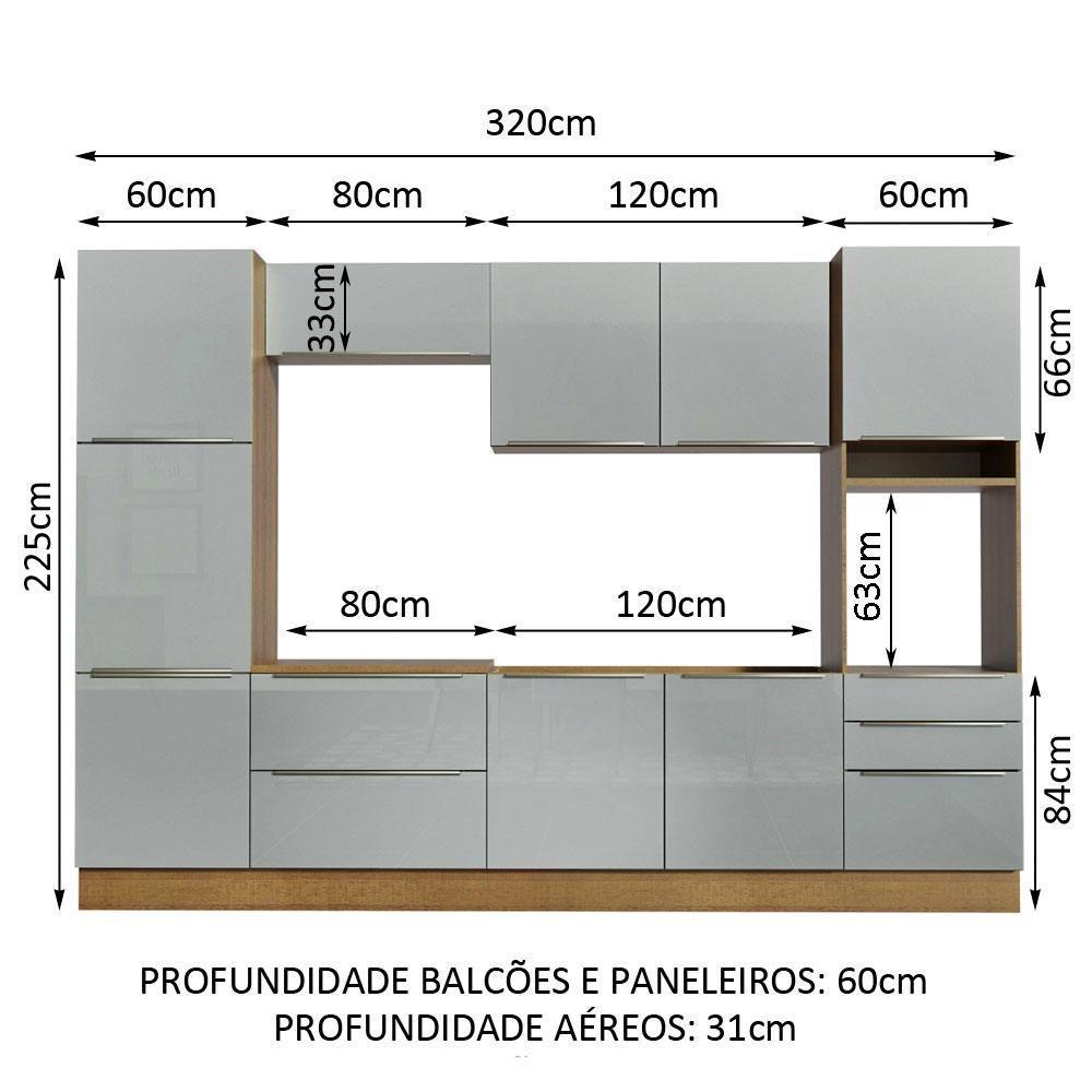 Cozinha Completa Madesa Armário e Balcão 9 Portas 5 Gavetas - 3