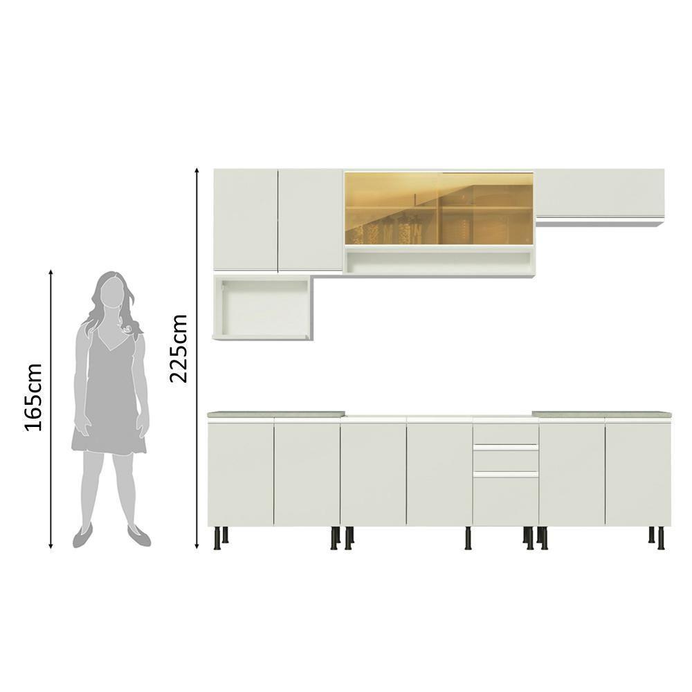 Cozinha Completa Genova com Armário e Balcão sem tampo e pia Madesa - 3