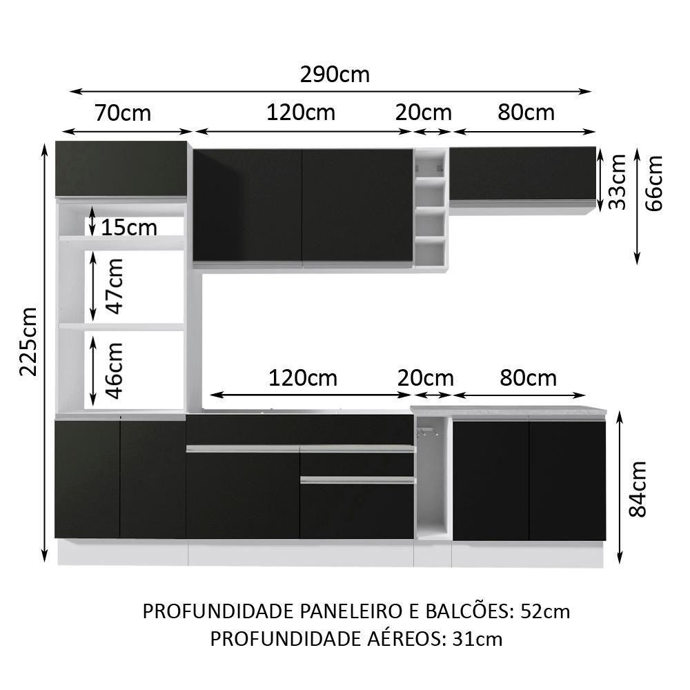 Cozinha Completa Madesa Com Armário E Balcão Branco/preto - 6