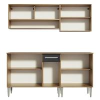 Cozinha Completa Madesa Balcão e Armário Vidro Rustic/preto - 2